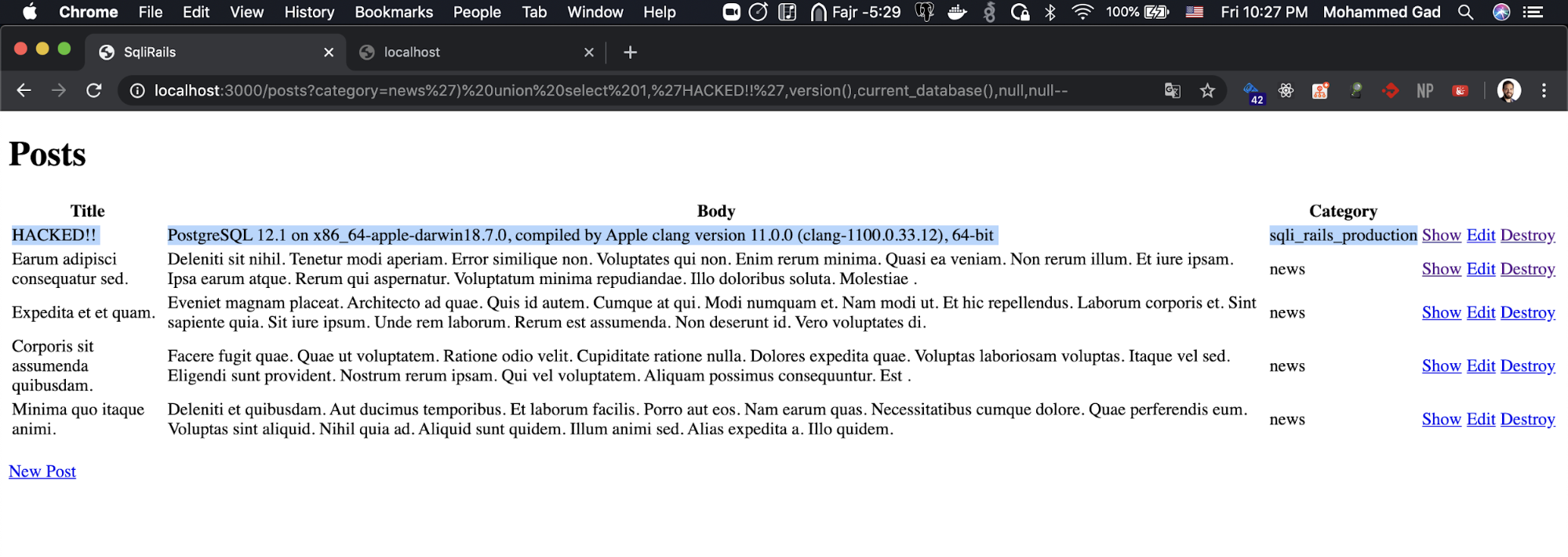 "select database version"